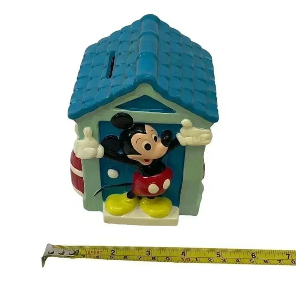 Vintage Disney Mickey Mouse Club House Ceramic Coin Bank with Stopper UCGC Japan - Picture 7 of 8